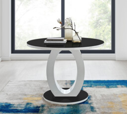 Giovani High Gloss And Glass 100cm Round Dining Table And 4 Lorenzo Chairs Set - thumbnail 2