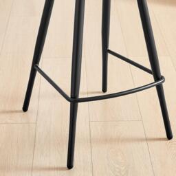 Furniturebox 2x Kai Black Velvet & Tan Counter Stools, Faux Leather in Black/Tan - Size: 46x93x51 cm - thumbnail 5