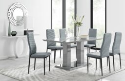Imperia 6 Grey Dining Table and 6 Milan Black Leg Chairs