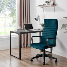 Centro Blue Velvet Reclining Office Chair