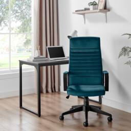 Centro Blue Velvet Reclining Office Chair - thumbnail 2