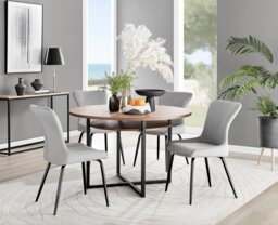 Adley Brown Wood Storage Dining Table & 4 Nora Black Leg Chairs - thumbnail 1