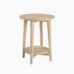 Tacoma Round White Oak Wood Side Table - thumbnail 3