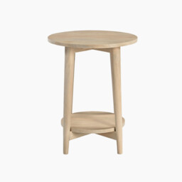Tacoma Round White Oak Wood Side Table - thumbnail 2