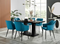 Imperia High Gloss Black Dining Table & 6 Calla Black Leg Chairs - thumbnail 1