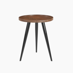 Malaya Round Walnut Wood 3 Leg Side Table - thumbnail 2