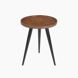 Malaya Round Walnut Wood 3 Leg Side Table - thumbnail 3