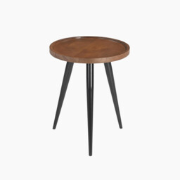 Malaya Round Walnut Wood 3 Leg Side Table - thumbnail 4