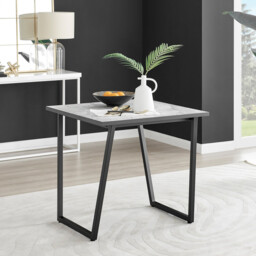 Carson Square White Marble Effect and Black Metal 2 Seater Dining Table - thumbnail 1