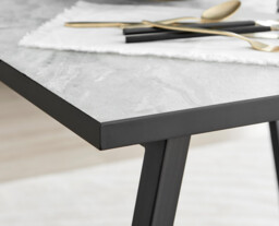 Carson Square White Marble Effect and Black Metal 2 Seater Dining Table - thumbnail 4