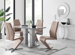 Imperia 4 Modern Grey High Gloss Dining Table And 4 Willow Chairs Set