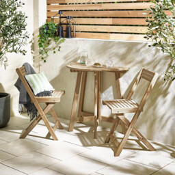 Lox Wood 2 Seat Half Round Folding Garden Table Set