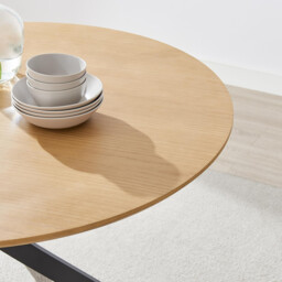 Novara Oak Effect Dining Table & 6 Beaumont Green Fabric Chairs - thumbnail 4