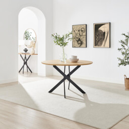 Novara Oak Effect Dining Table & 6 Beaumont Green Fabric Chairs - thumbnail 2