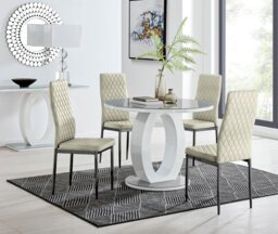 Giovani Round Grey 100cm Table and 4 Velvet Milan Black Leg Chairs - thumbnail 1