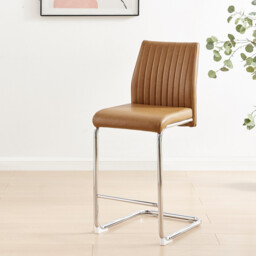 2x Lorenzo Tan Faux Leather Counter Stools - thumbnail 4