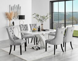 Atlanta 6 White Dining Table and 6 Belgravia Black Leg Chairs - thumbnail 1