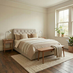 Hayden Beige Fabric Ottoman Double Bed Frame - thumbnail 1