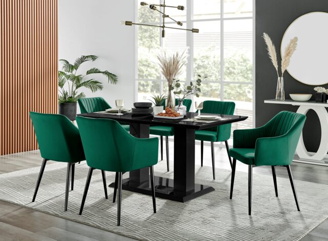 Imperia High Gloss Black Dining Table & 6 Calla Black Leg Chairs - image 1