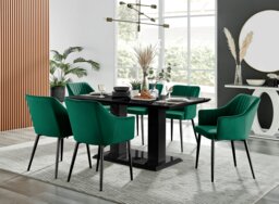 Imperia High Gloss Black Dining Table & 6 Calla Black Leg Chairs
