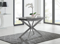 Lira 100cm Grey Metal Extending Dining Table & 6 Lorenzo Chairs - thumbnail 2