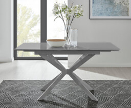 Lira 100cm Grey Metal Extending Dining Table & 6 Lorenzo Chairs - thumbnail 3