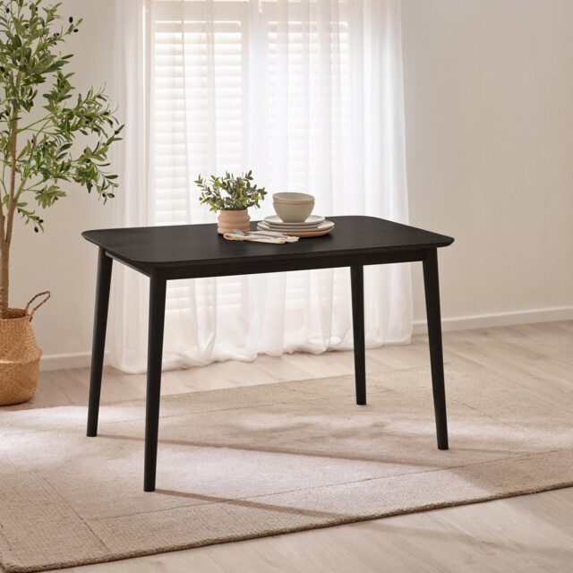 Lynton Rectangular Black Solid Wood 4 Seater Dining Table - image 1