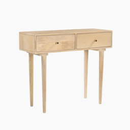 Everest Rectangle White Oak Wood 2 Drawer Console Table - thumbnail 2