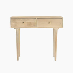 Everest Rectangle White Oak Wood 2 Drawer Console Table - thumbnail 3
