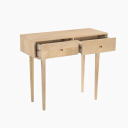 Everest Rectangle White Oak Wood 2 Drawer Console Table - thumbnail 4