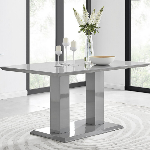 Imperia Rectangular Grey High Gloss 6 Seater Dining Table - image 1