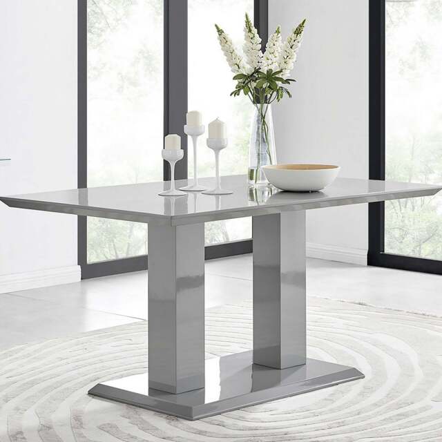 Furniturebox Imperia Rectangular High Gloss 6 Seater Dining Table, Engineered Wood in Grey - Size: 90x75x150 cm - image 1