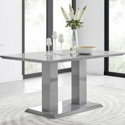 Furniturebox Imperia Rectangular High Gloss 6 Seater Dining Table, Engineered Wood in Grey - Size: 90x75x150 cm
