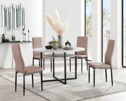 Adley Grey Concrete Effect Storage Dining Table & 4 Milan Black Leg Chairs - thumbnail 1