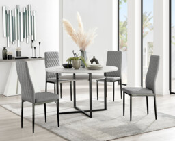 Adley Grey Concrete Effect Storage Dining Table & 4 Milan Black Leg Chairs - thumbnail 4
