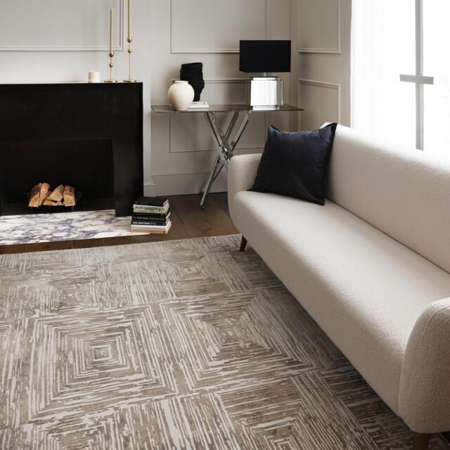 Iona Beige Textured Squares Pattern Rug - image 1
