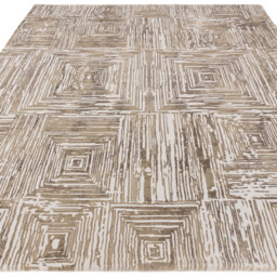 Iona Beige Textured Squares Pattern Rug - thumbnail 4