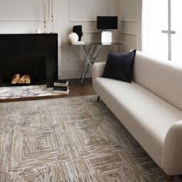 Iona Beige Textured Squares Pattern Rug - thumbnail 1