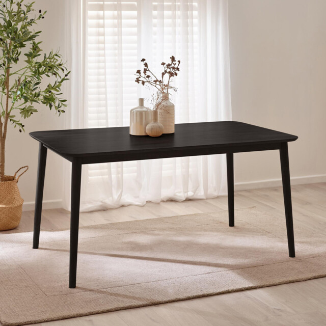 Lynton Rectangular Black Wood 6 Seater Dining Table - image 1