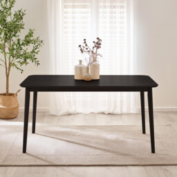 Lynton Rectangular Black Wood 6 Seater Dining Table - thumbnail 2