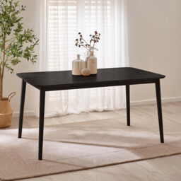 Lynton Rectangular Black Wood 6 Seater Dining Table - thumbnail 1