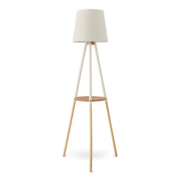 Kelsey White & Wood Tripod Standing Floor Lamp with Shelf - thumbnail 4