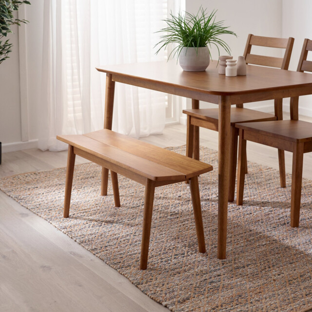 Lynton Walnut Effect Solid Wood Small Dining Bench - image 1