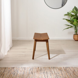 Lynton Walnut Effect Solid Wood Small Dining Bench - thumbnail 4