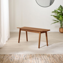 Lynton Walnut Effect Solid Wood Small Dining Bench - thumbnail 2