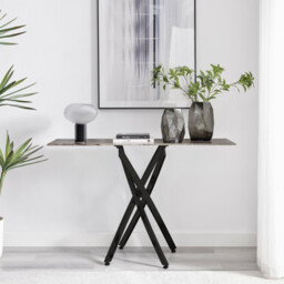 Leonardo Grey Marble Glass and Black Console Table