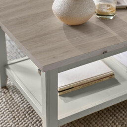 Eden Rectangular Whitewashed & Light Grey Coffee Table - thumbnail 4