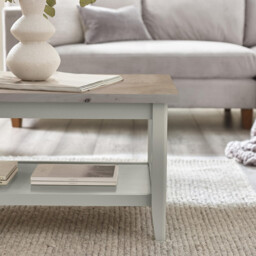 Eden Rectangular Whitewashed & Light Grey Coffee Table - thumbnail 3