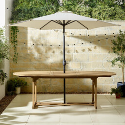 Hamburg Wood 6-8 Seat Extending Oval Garden Dining Table - thumbnail 1