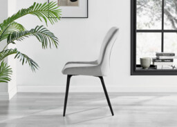 Nina White Marble Ceramic Top Round Dining Table and 4 Light Grey Nora Chairs - thumbnail 4